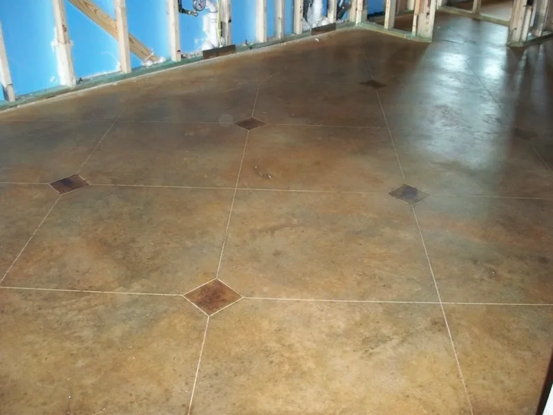 Scored Custom Stained Concrete Design