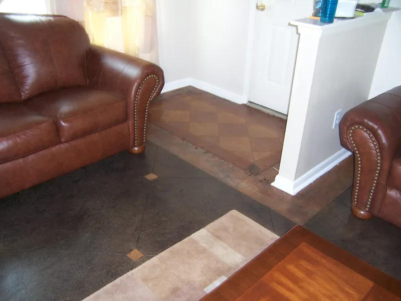 Custom Scoring on Stained Concrete Floor