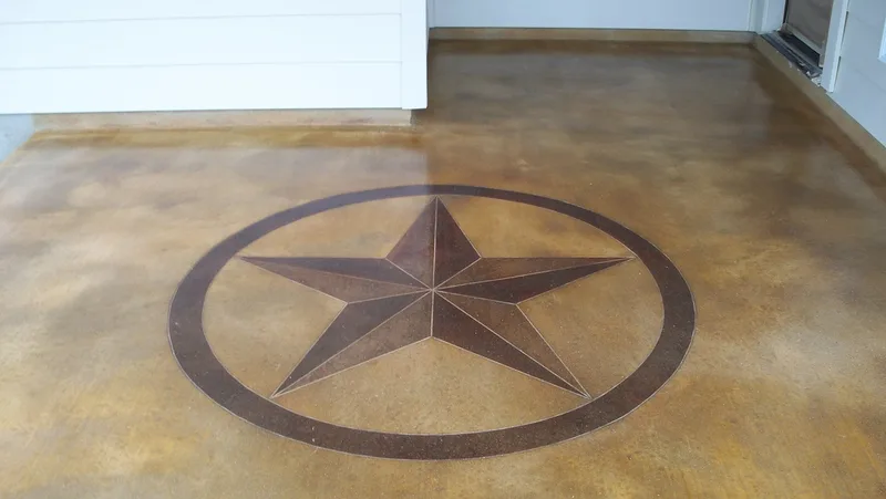 Scored Texas Star interior concrete floor