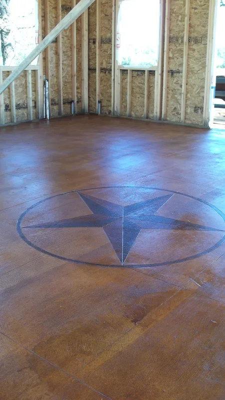 Scored Texas Star on Broom Finished Concrete