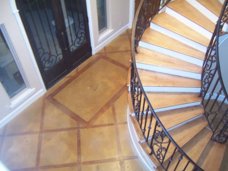 Custom Stained Concrete Rug and Scored Custom Design