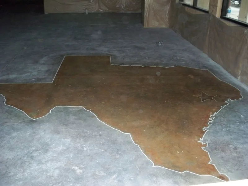 Scored State of Texas in Houston Stained Concrete Floor