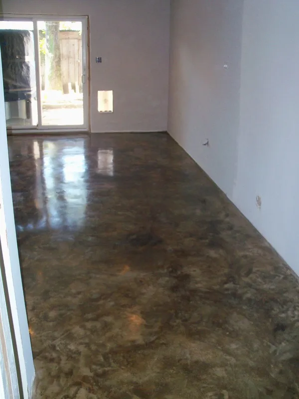 Black Stained Concrete Overlay