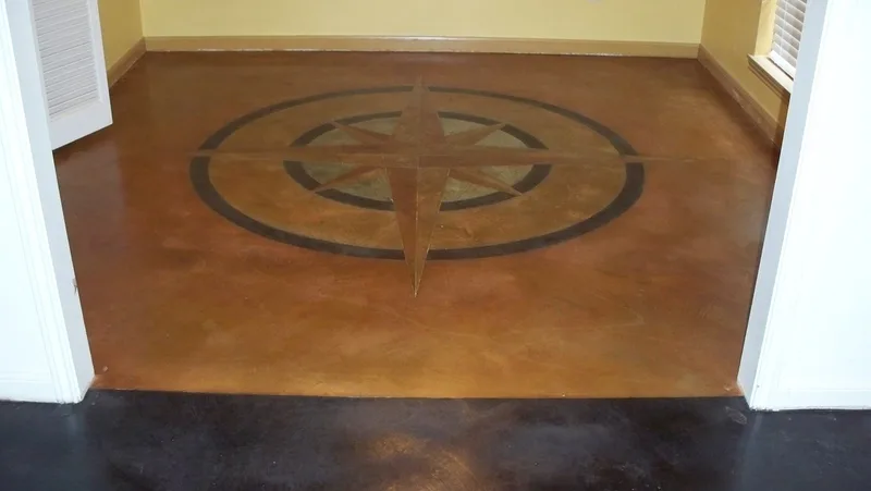 Compass Rose scored into a Stained Concrete Remodel Project