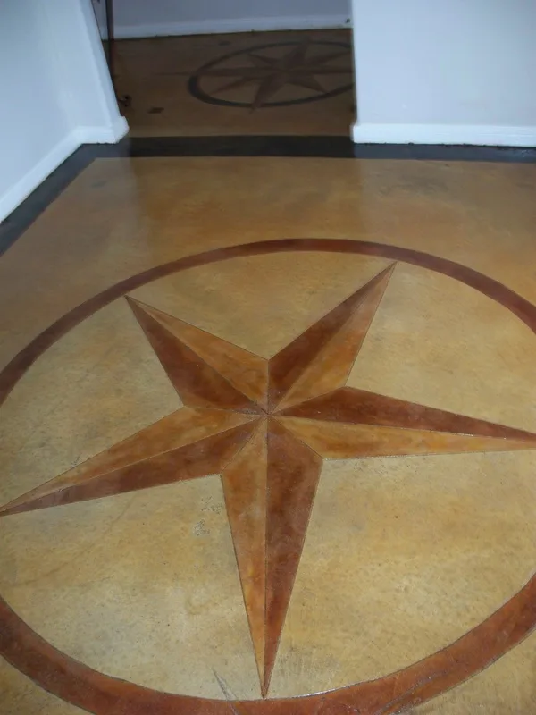 Scored Texas Star in Stained Concrete Floor