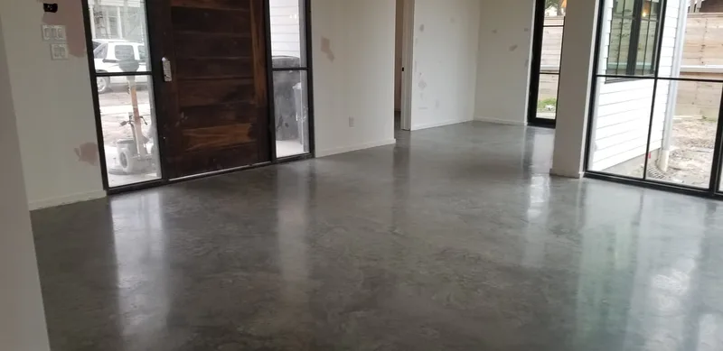 Gray Polished Concrete Residential Floor in Houston Heights area
